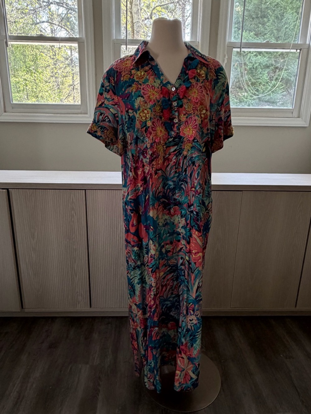 Soft Surroundings Florence Dress - Maxi, Tropicana Multi, Resortwear, Beaded - Picture 6 of 10